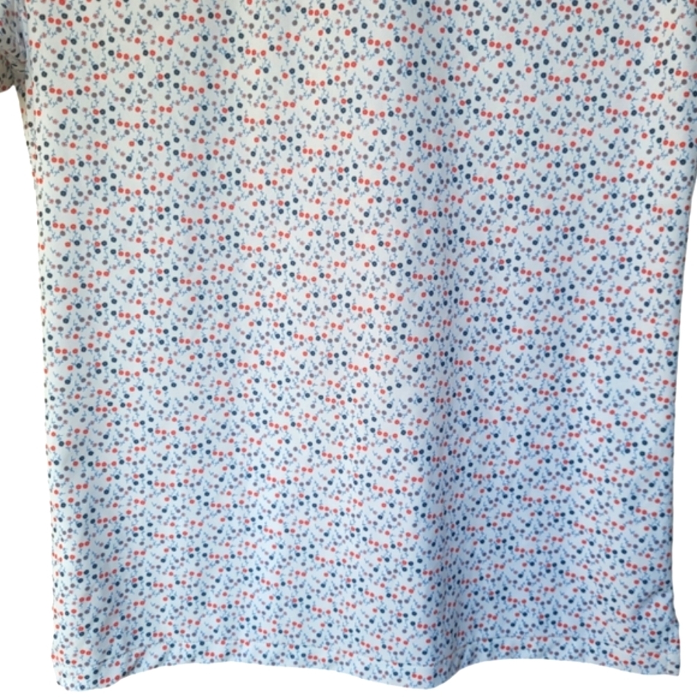 G/FORE Men's Polo Shirt - White with Red and Blue Pattern - Picture 9 of 16